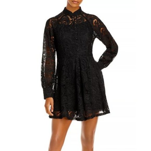 Aqua Dresses & Skirts - AQUA Short Lace Long Sleeve Dress Black NWT